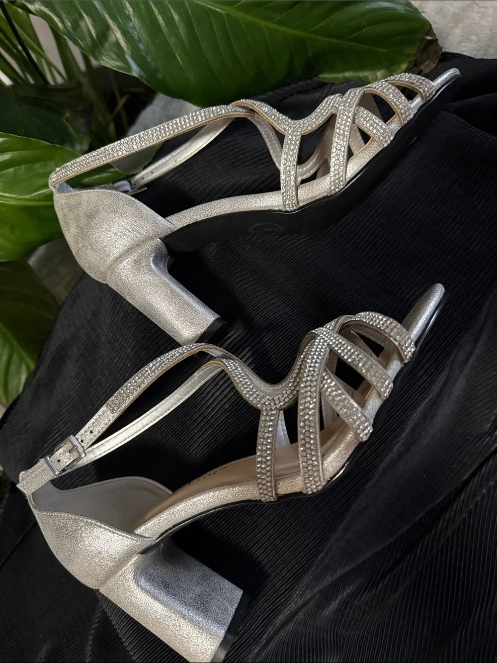 Bella Vita Aliette Silver Rhinestone Accents Heeled Dress Sandal - Women's 6.5W